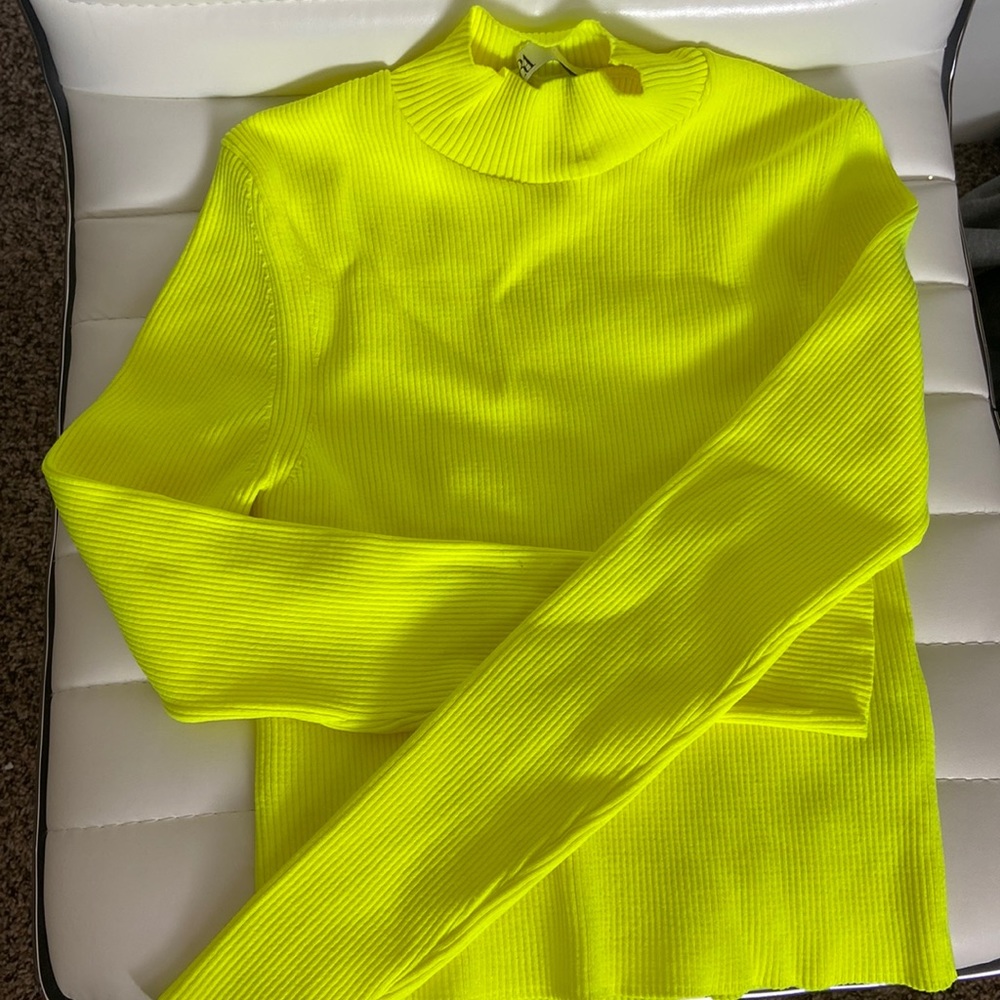 ZARA neon yellow ribbed crop top